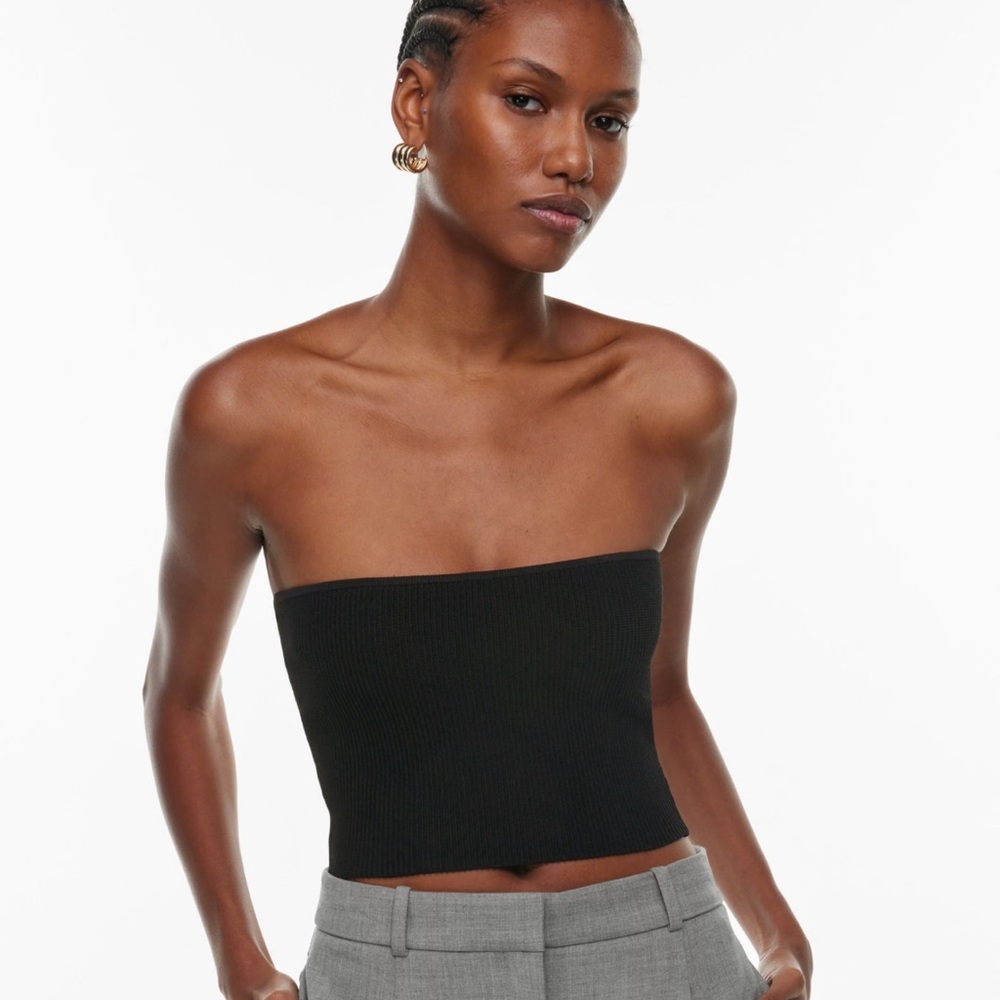 Aritzia- Sculpt Knit Cropped Tube Top BROWN